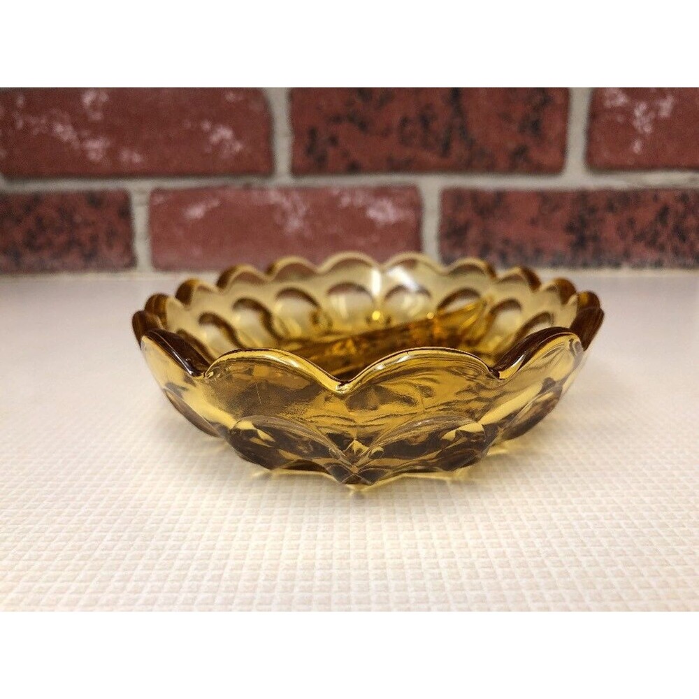 Divided Trinket Dish Tray Yellow Orange Vintage Scalloped Edges Imperial Style - Picture 4 of 11